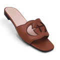 GUCCI TAN LEATHER LOGO SANDALS - SIZE 38