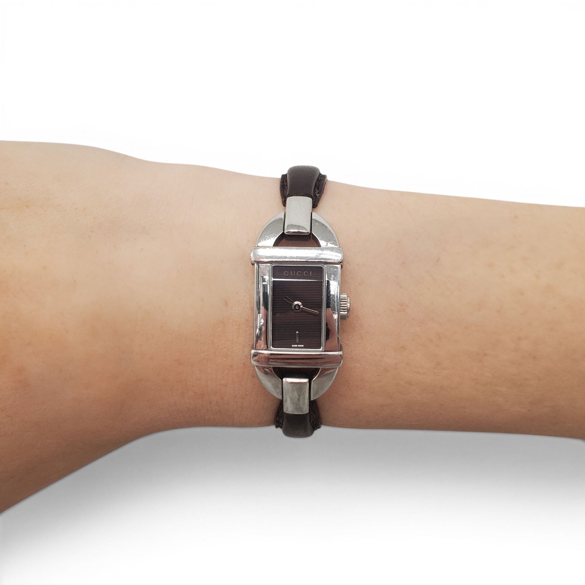 GUCCI VINTAGE BROWN LEATHER WATCH