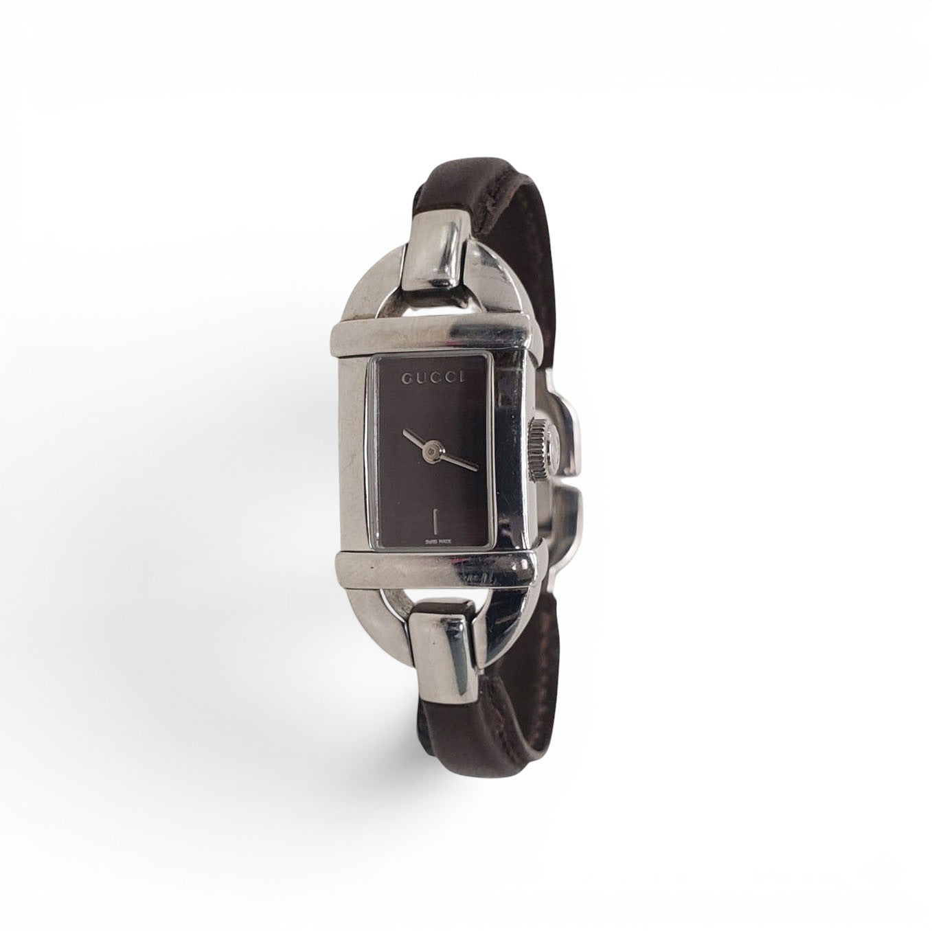 GUCCI VINTAGE BROWN LEATHER WATCH