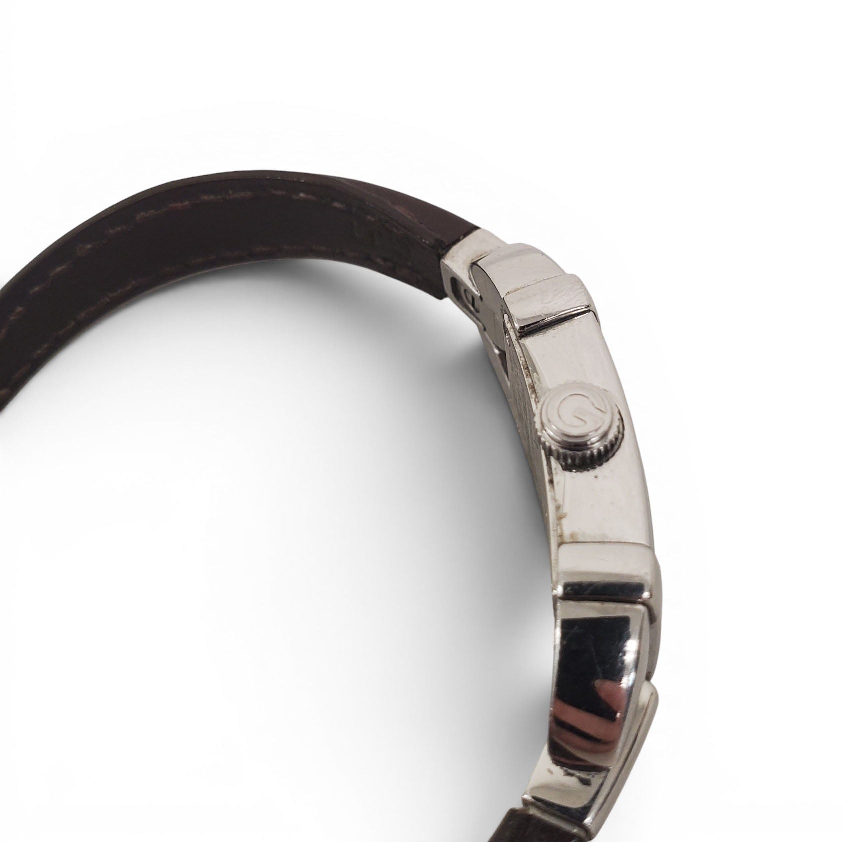 GUCCI VINTAGE BROWN LEATHER WATCH