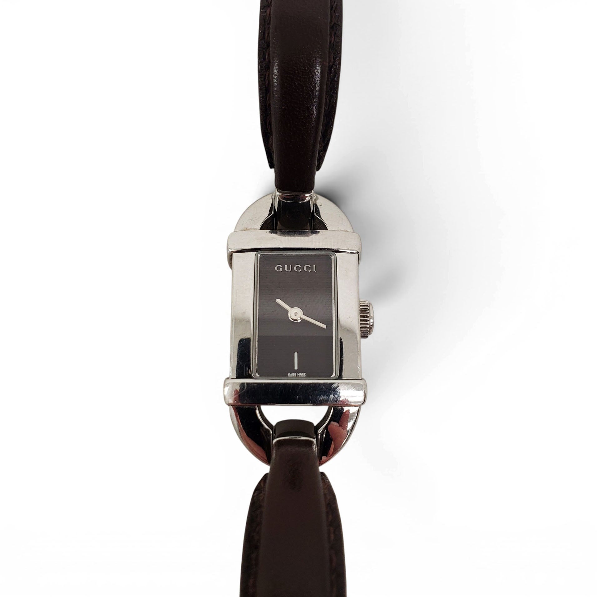 GUCCI VINTAGE BROWN LEATHER WATCH