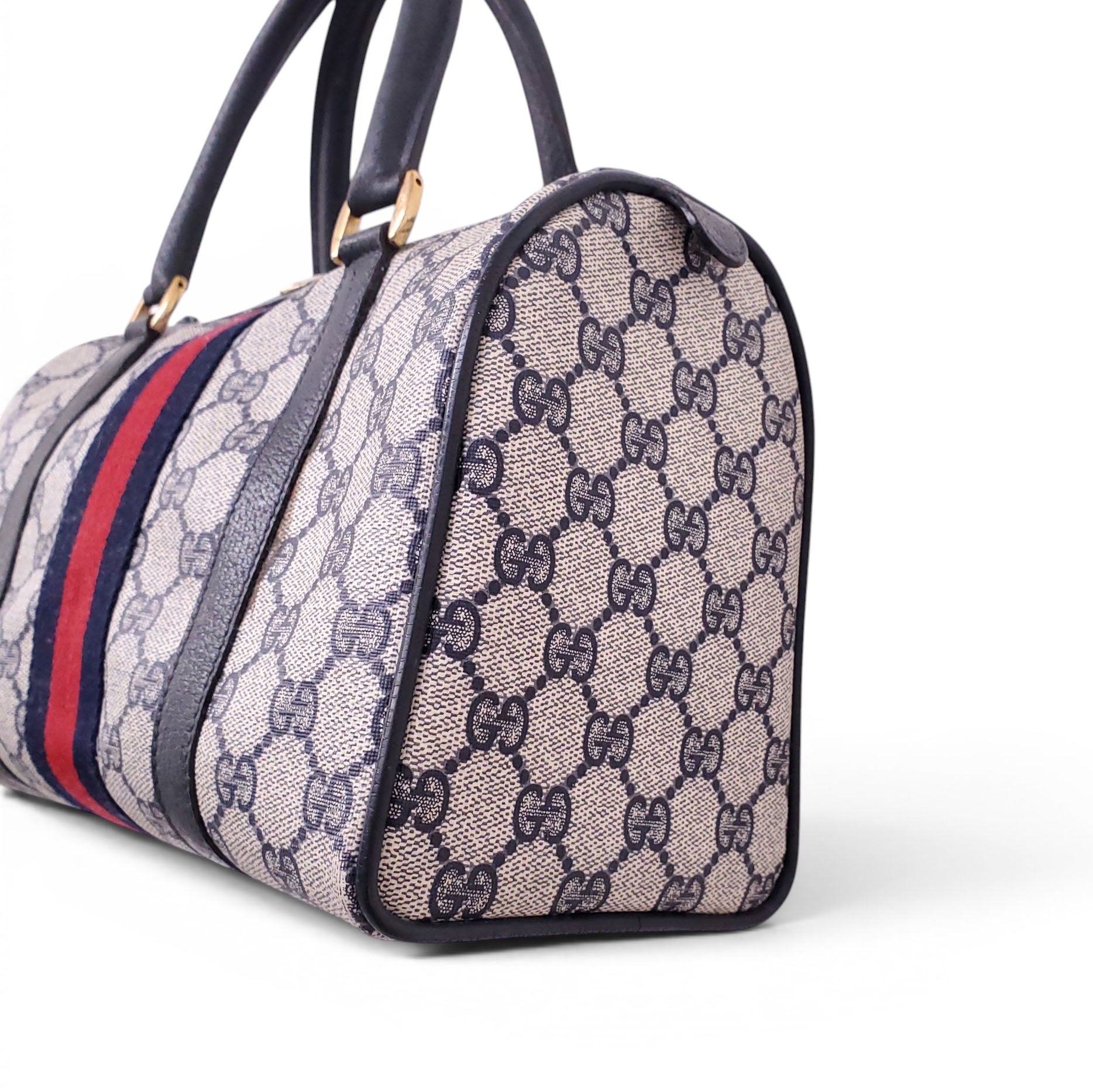 GUCCI VINTAGE MONOGRAM BOSTON BAG WITH RIBBON DETAIL