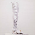 GUCCI WHITE BOOTS WITH SILVER STRIKE - SIZE 36