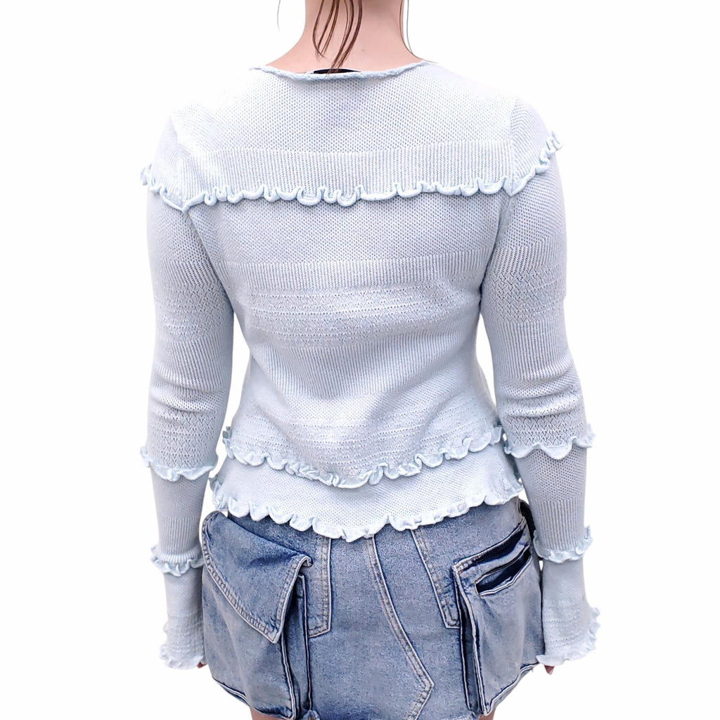 GUIZIO BABY BLUE RUFFLE CARDIGAN SET - SIZE M
