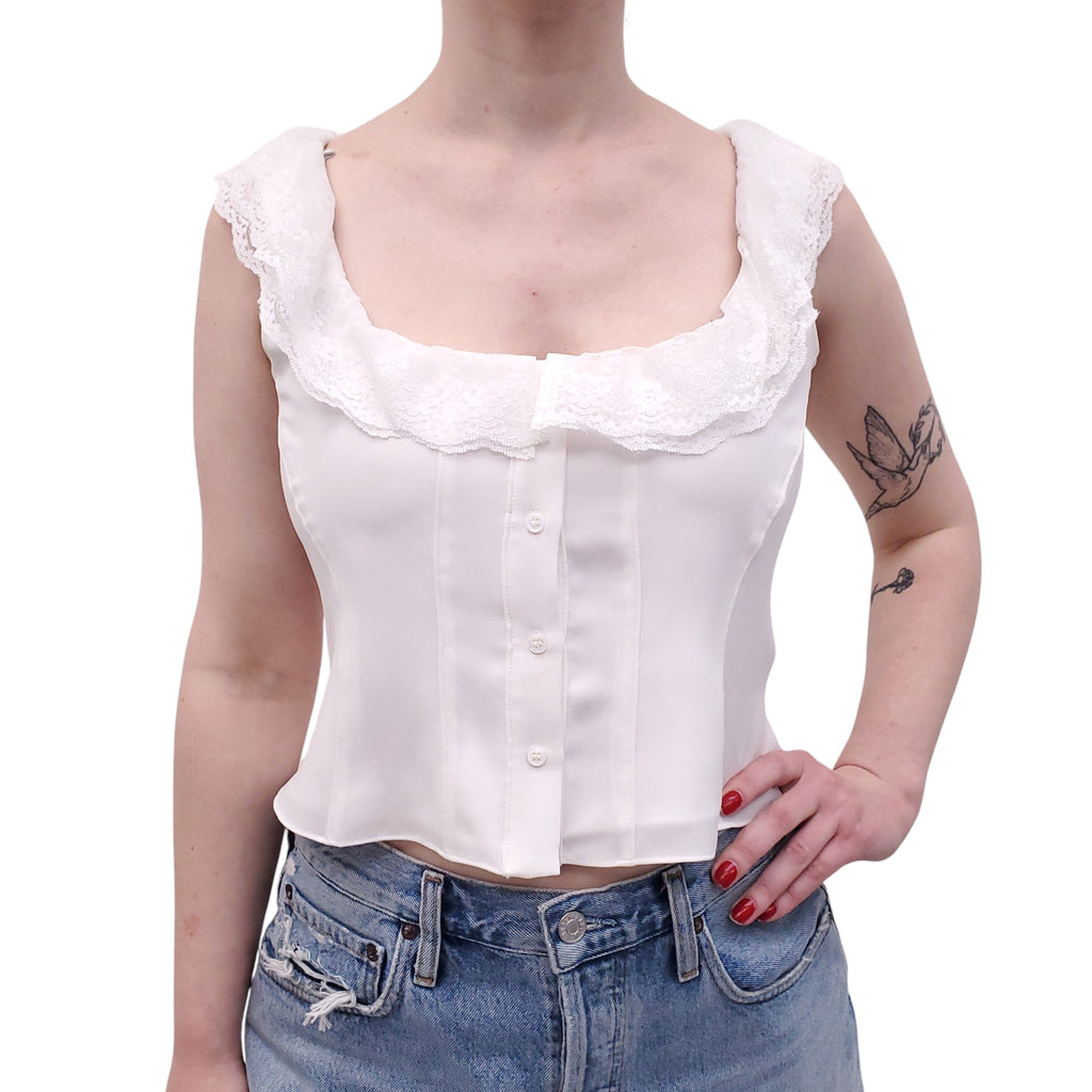 GUIZIO WHITE PALOMA LACE TOP - SIZE M