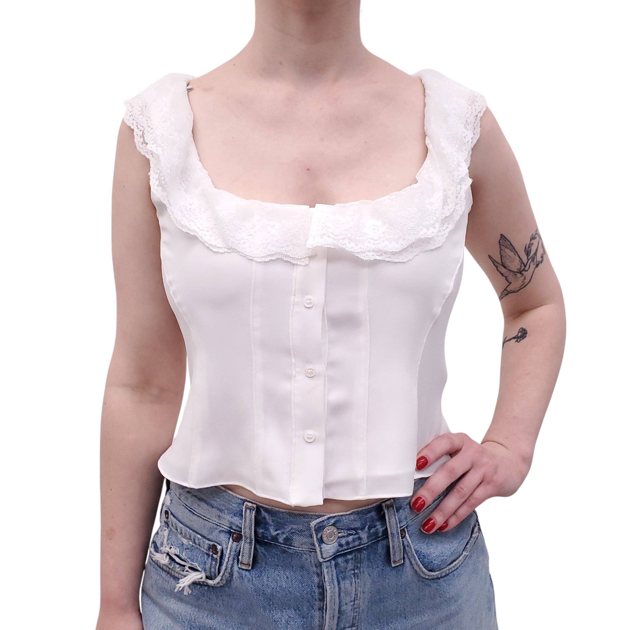 GUIZIO WHITE PALOMA LACE TOP - SIZE M