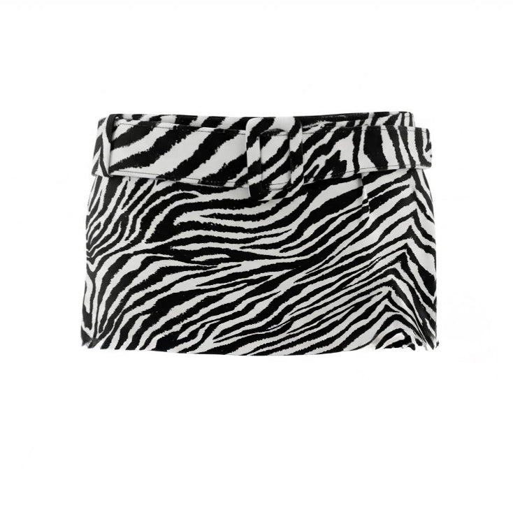 ALESSANDRA RICH BELTED ZEBRA SKIRT - SIZE 46