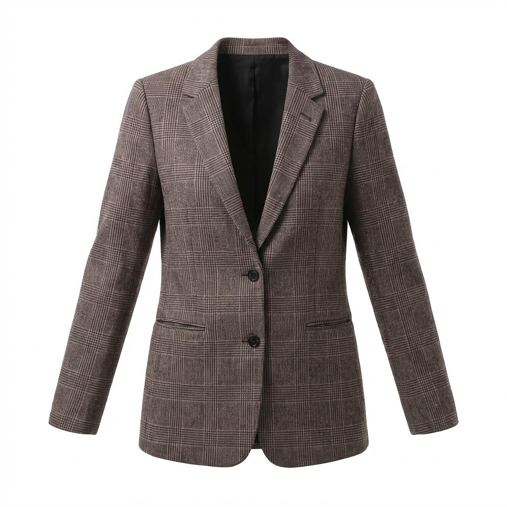 CELINE BROWN PLAID BLAZER - SIZE 40