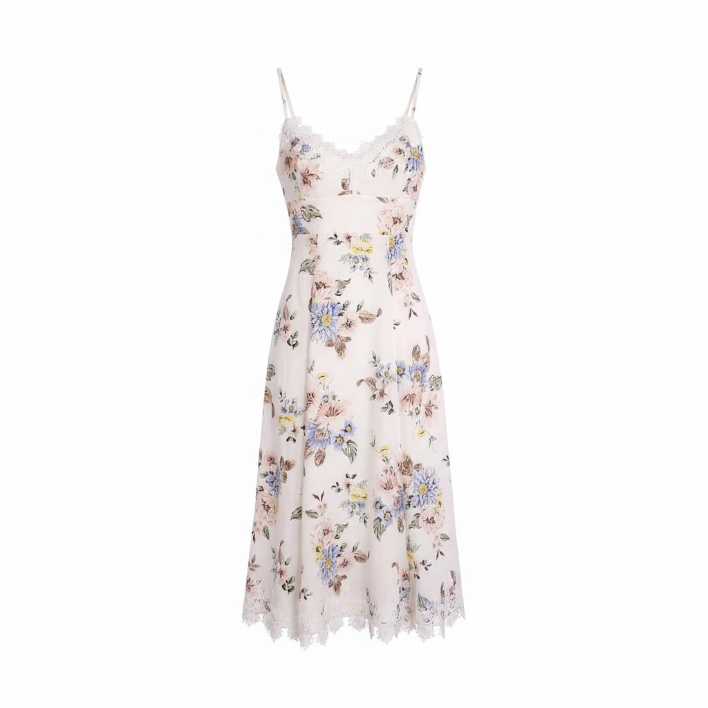 ZIMMERMANN FLORAL MAXI DRESS WITH LACE DETAIL - SIZE 2 (US 8)