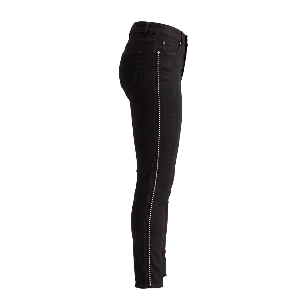 ALEXANDER MCQUEEN BLACK JEANS WITH PEARL BEAD DETAILS - SIZE 38