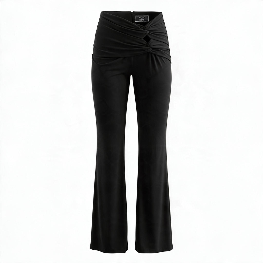 VERSACE BLACK DRAPED TROUSERS - SIZE 42