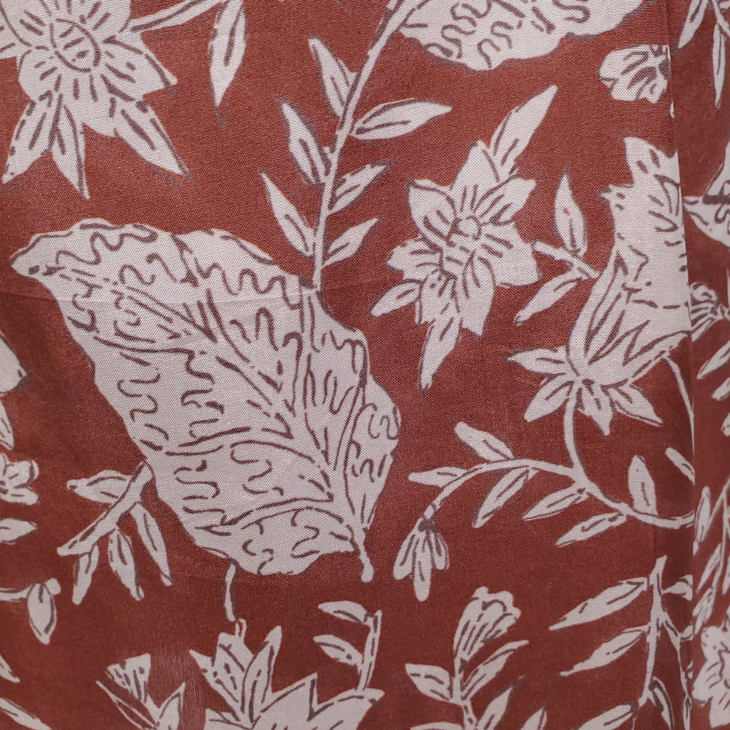 HANNAH BROWN PATTERNED WRAP DRESS - SIZE M (2)