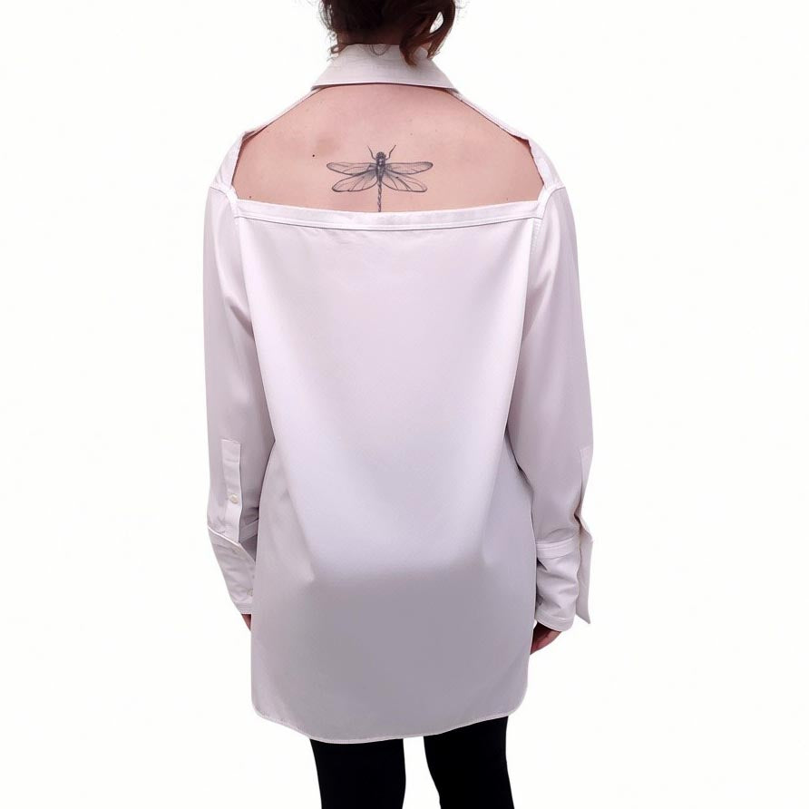 HELMUT LANG WHITE BLOUSE WITH CUTOUT DETAIL - SIZE S