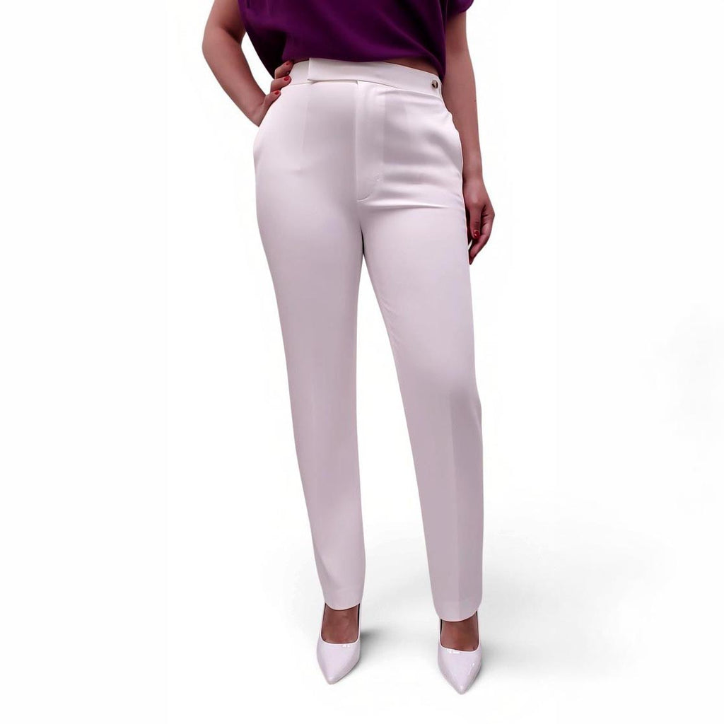 HELMUT LANG WHITE SATEEN TROUSERS - SIZE 4