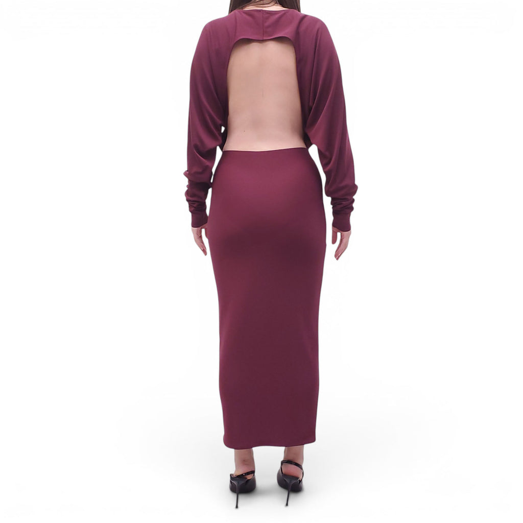 HELSA BURGUNDY LONG-SLEEVE DRESS - SIZE S