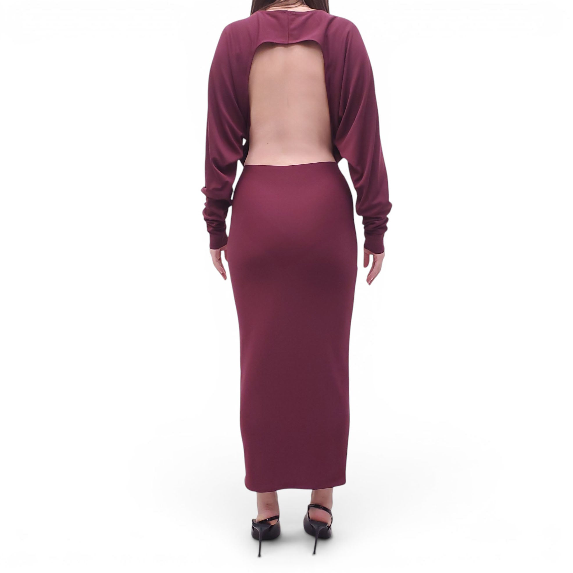 HELSA BURGUNDY LONG-SLEEVE DRESS - SIZE S