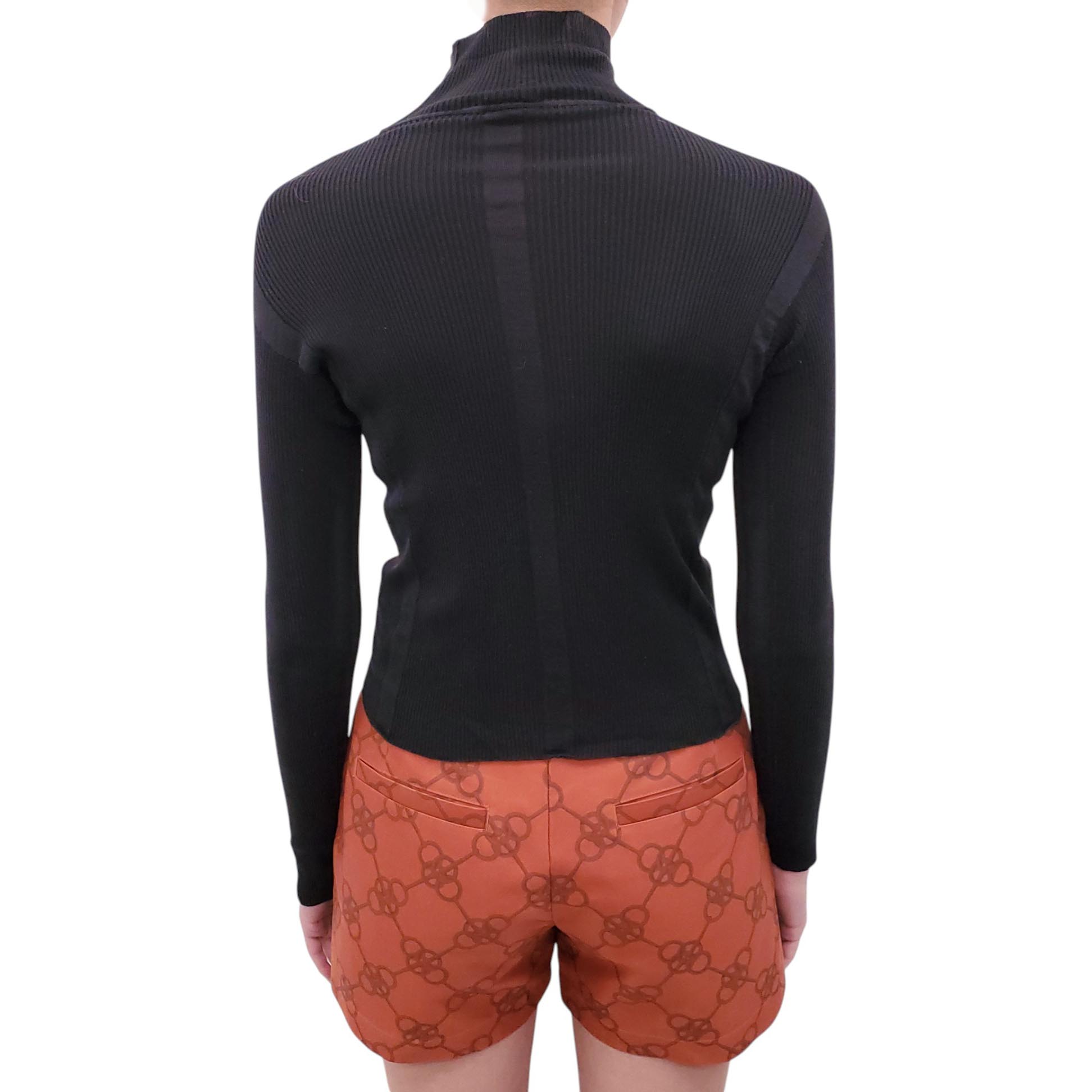 HERMÈS BLACK RIBBED LONG SLEEVE SWEATER- SIZE 38
