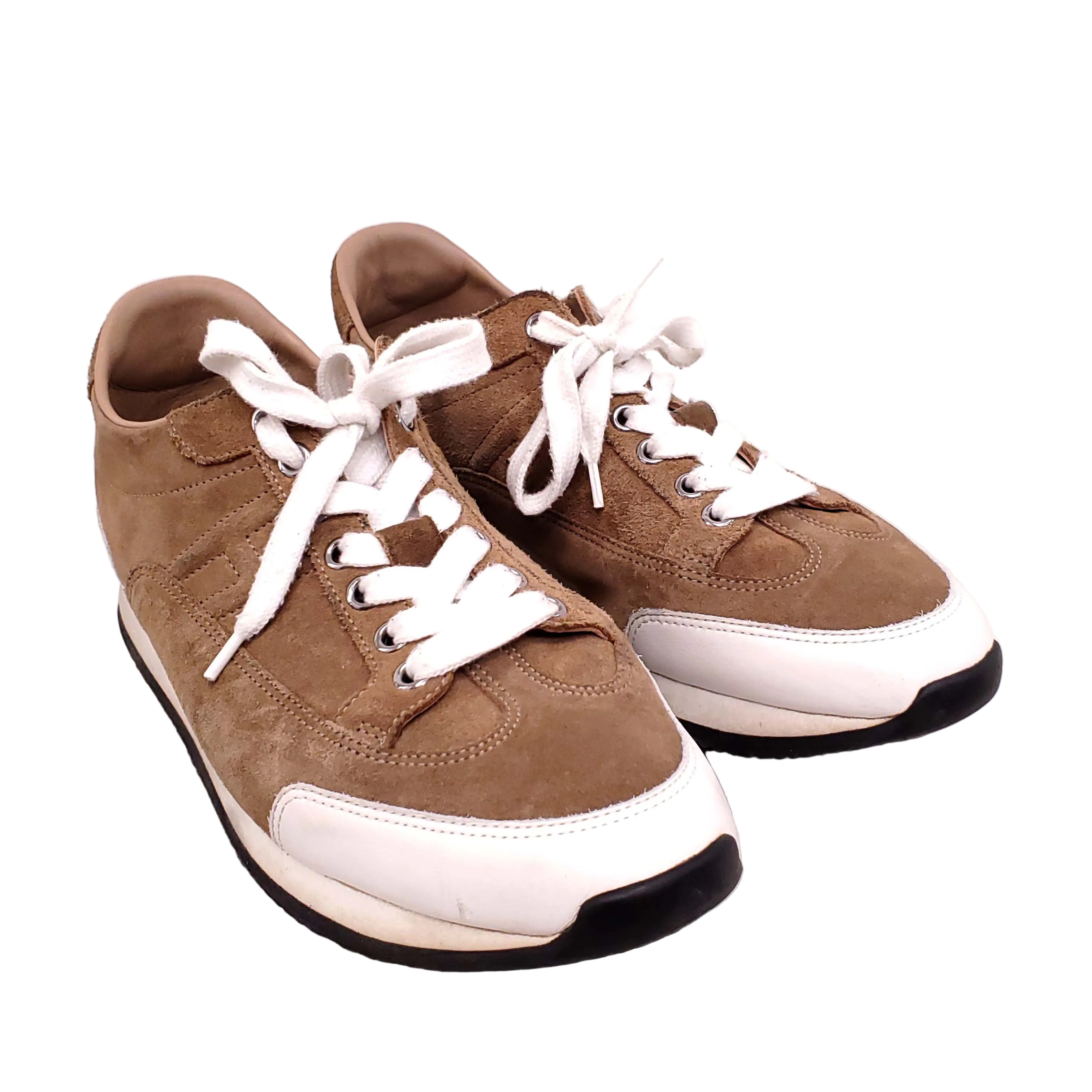 HERMÈS BROWN SUEDE H SNEAKERS - SIZE 39