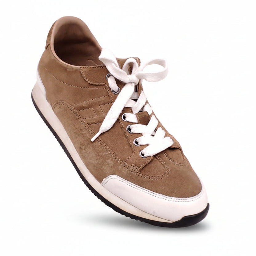 HERMÈS BROWN SUEDE H SNEAKERS - SIZE 39