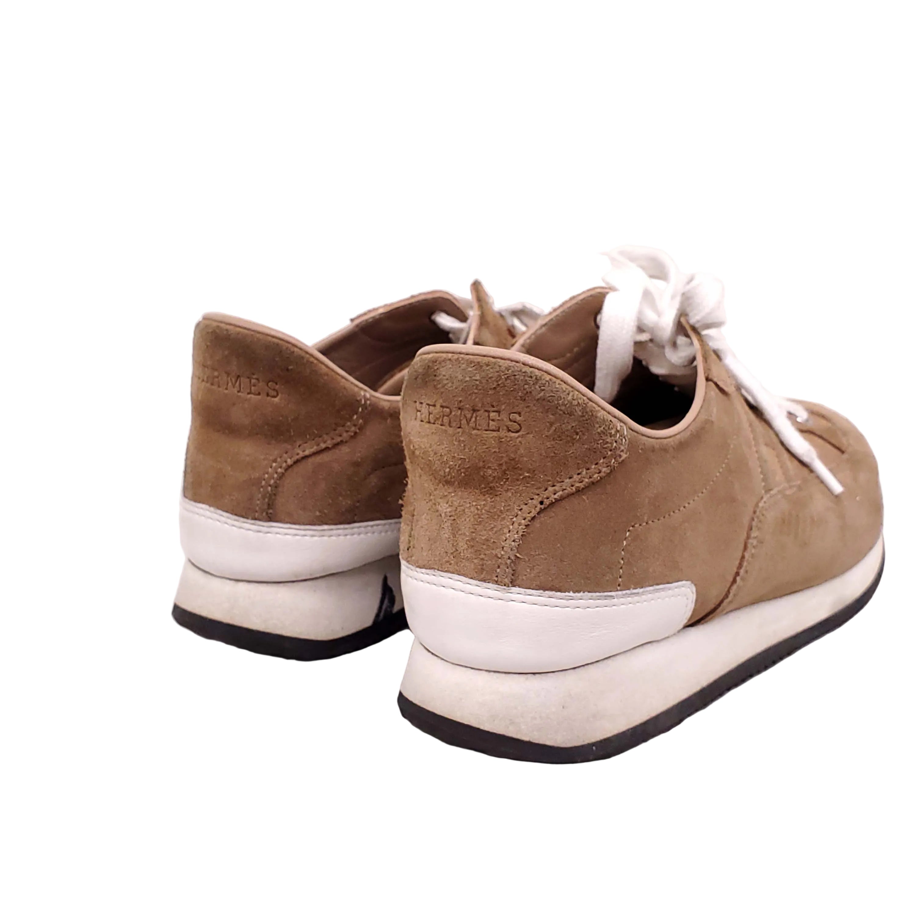 HERMÈS BROWN SUEDE H SNEAKERS - SIZE 39