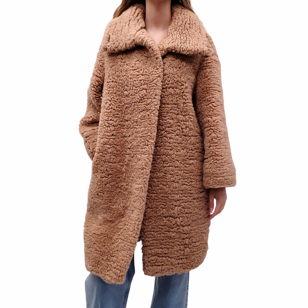 HERMÈS CAMEL HAIR TEDDY COAT - SIZE 38 (OVERSIZED)