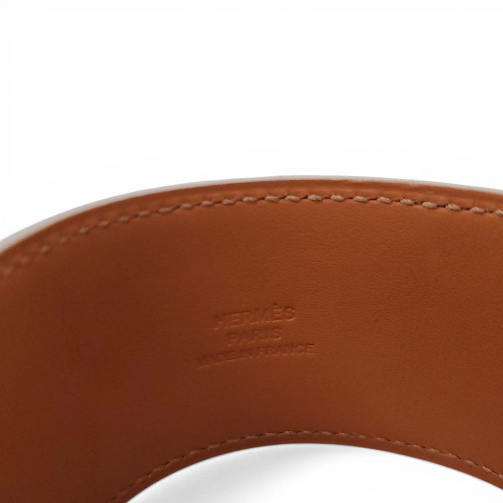 HERMÈS CREAM LEATHER AND ROSE GOLD COLLIER DE CHIEN BRACELET - SIZE T3/M