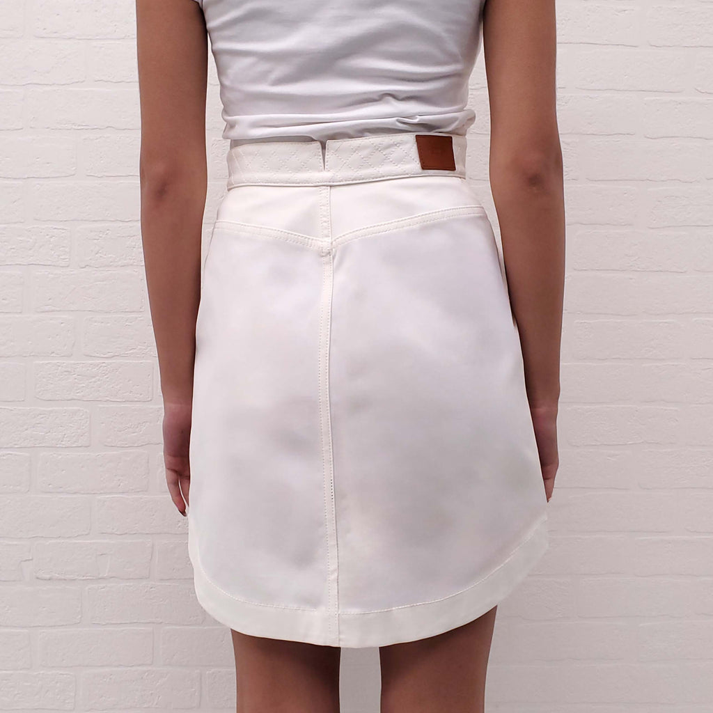 HERMÈS CREAM MINI SKIRT WITH EQUESTRIAN DETAIL - SIZE 36