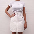 HERMÈS CREAM MINI SKIRT WITH EQUESTRIAN DETAIL - SIZE 36