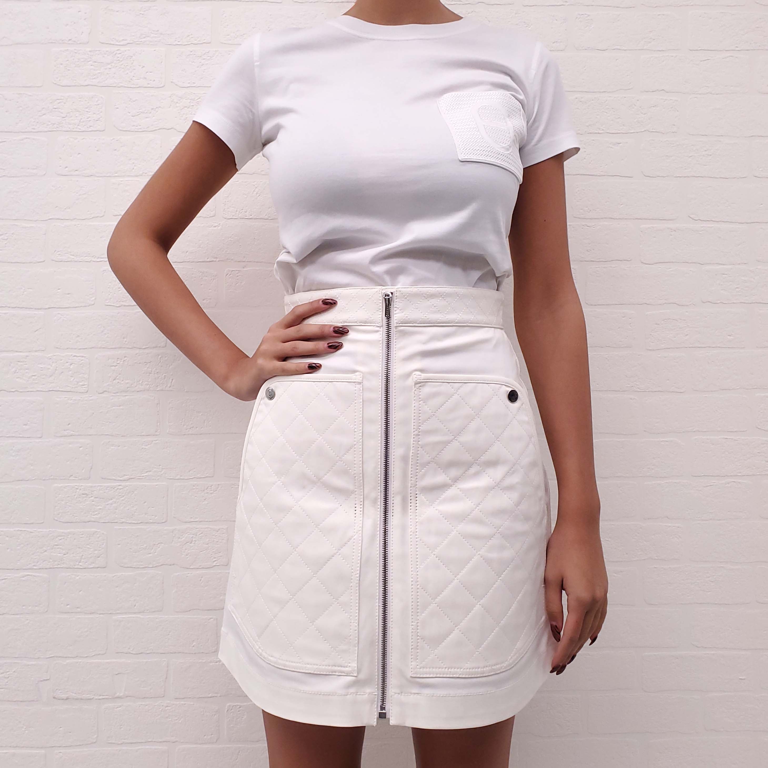 HERMÈS CREAM MINI SKIRT WITH EQUESTRIAN DETAIL - SIZE 36