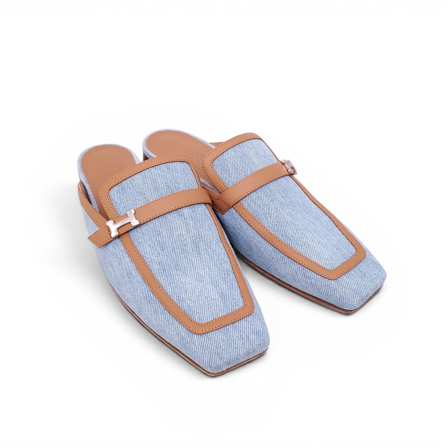 HERMÈS DENIM GROUPIE MULES - SIZE 37