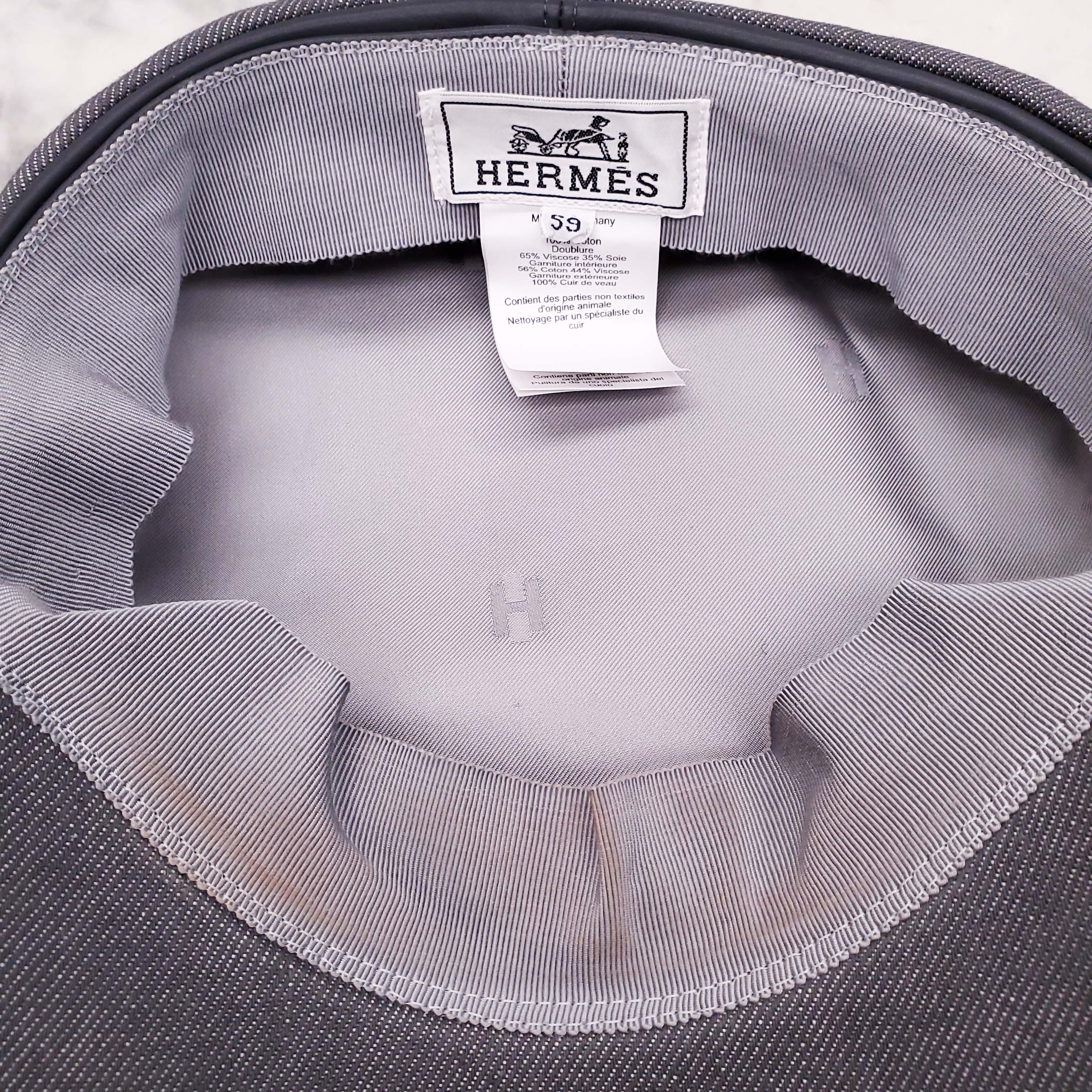 HERMÈS GREY NEWSBOY HAT WITH LEATHER