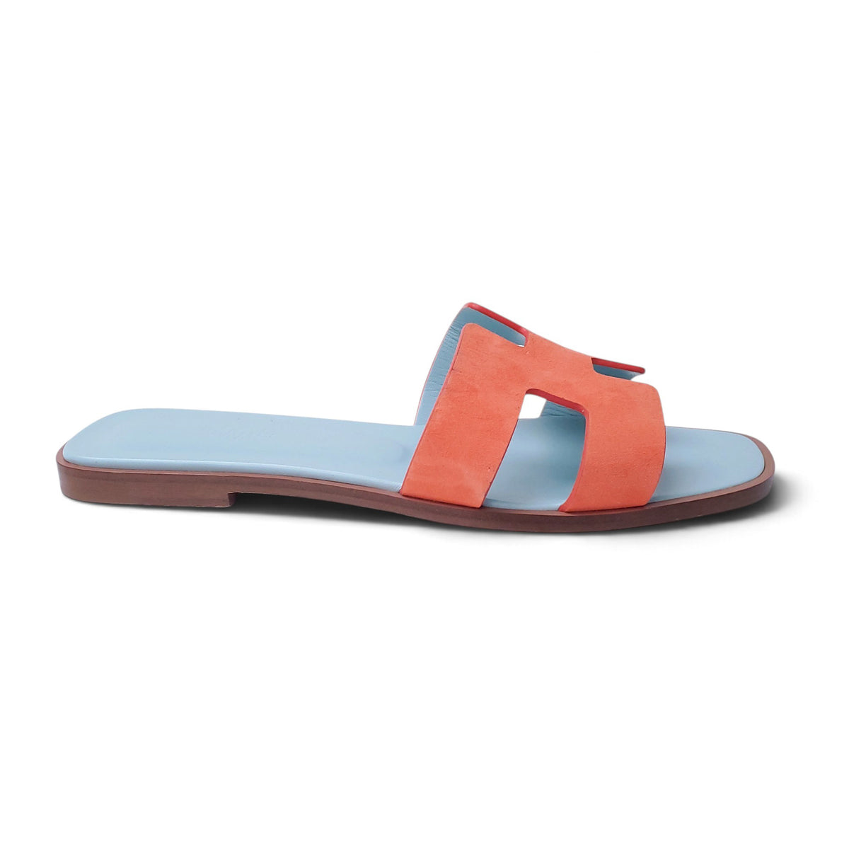 HERMÈS ORANGE AND TURQUOISE ORAN SANDALS - SIZE 39.5