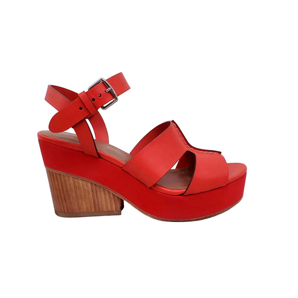 HERMÈS ORANGE WOOD HEELS - SIZE 39