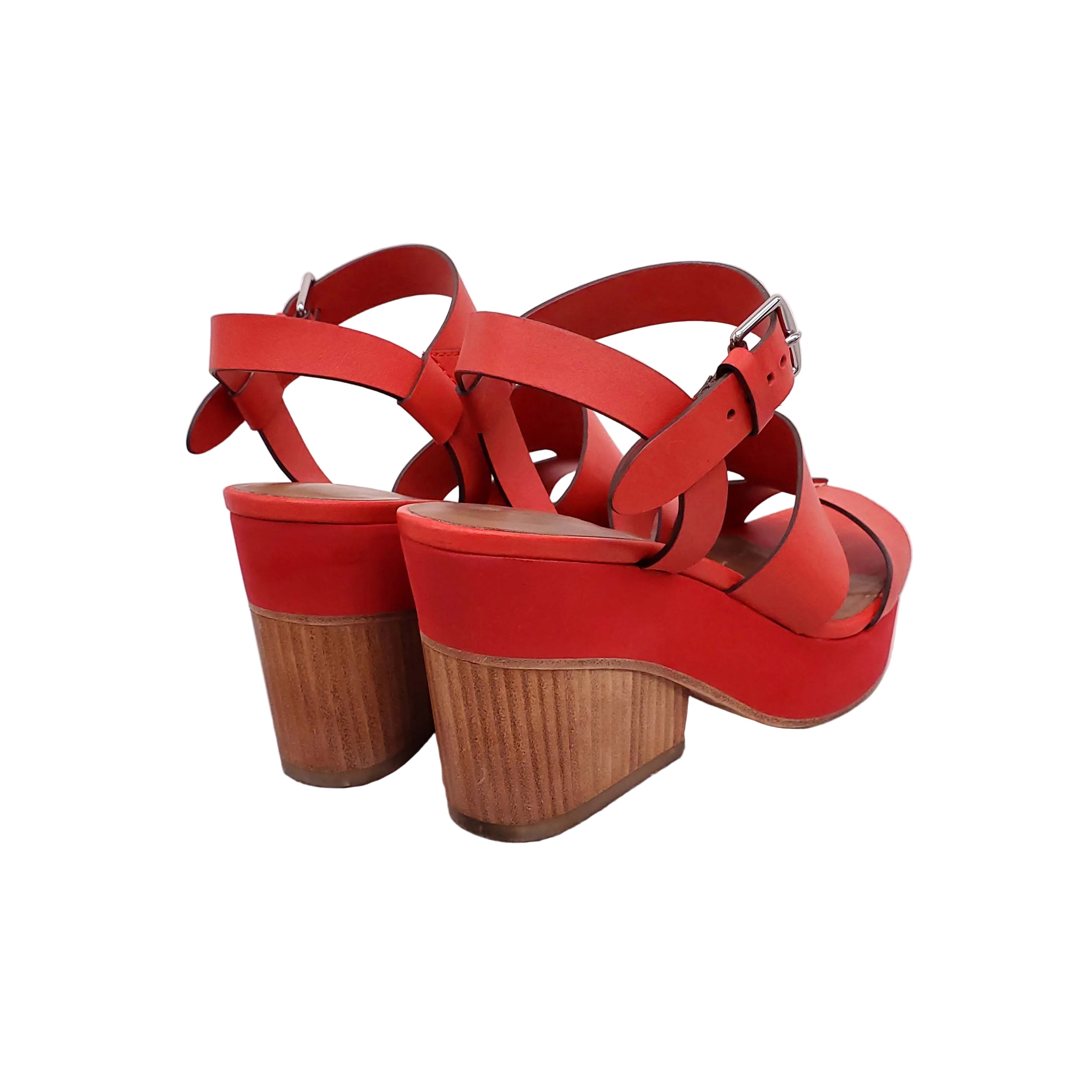 HERMÈS ORANGE WOOD HEELS - SIZE 39