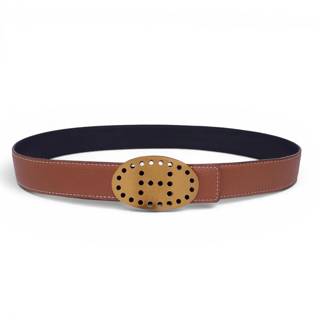 HERMÈS OVAL H LOGO REVERSIBLE BELT - SIZE 85