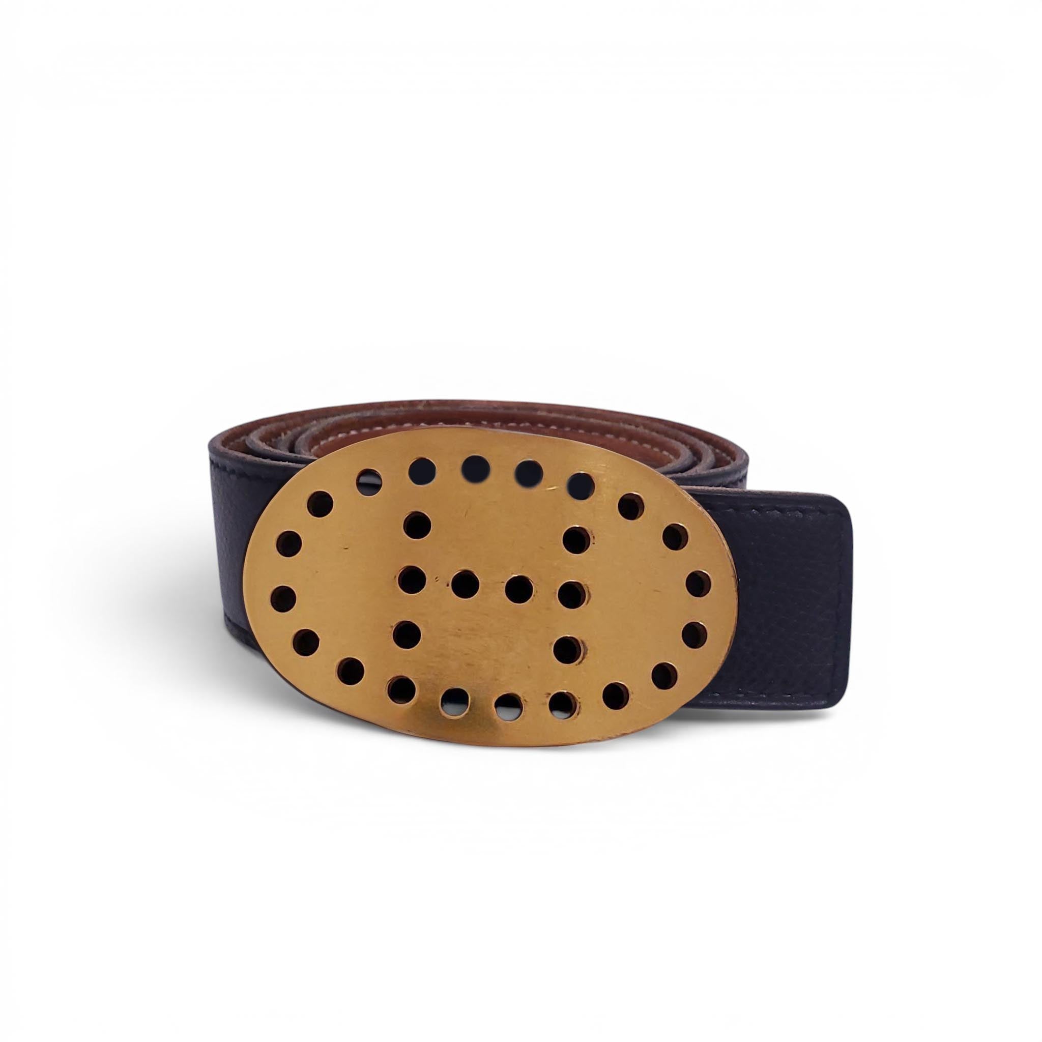 HERMÈS OVAL H LOGO REVERSIBLE BELT - SIZE 85