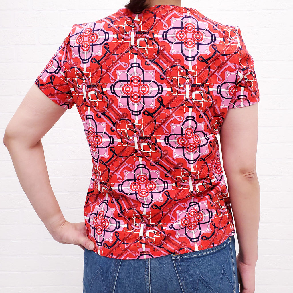 HERMÈS PINK AND RED PATTERNED T-SHIRT - SIZE 42