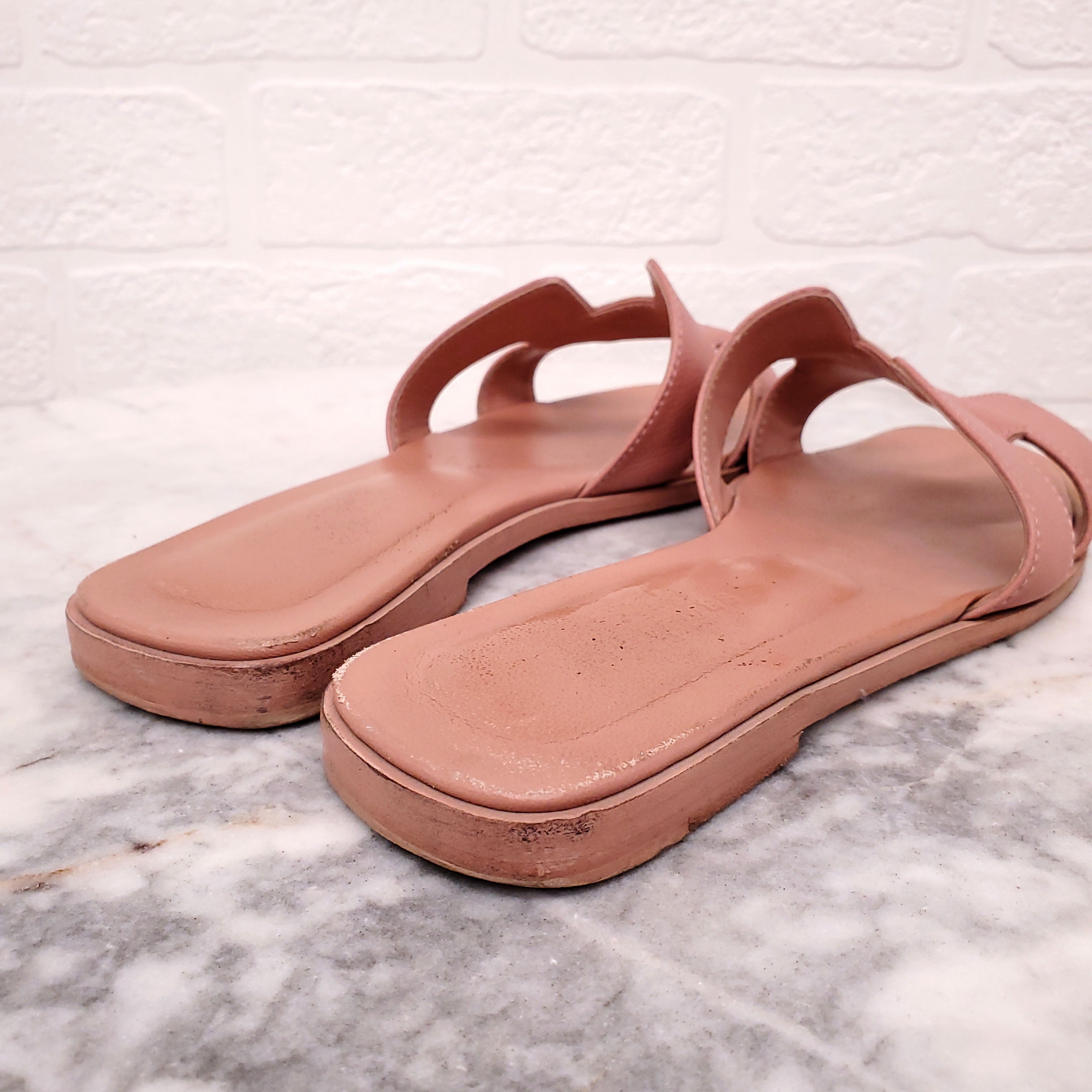 HERMES PINK ORAN FLATS - SIZE 36