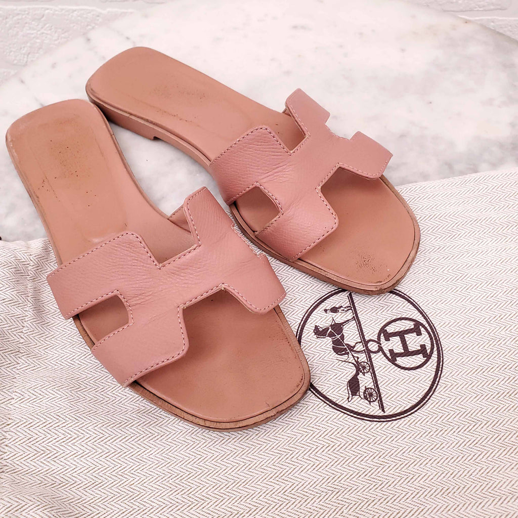 HERMES PINK ORAN FLATS - SIZE 36