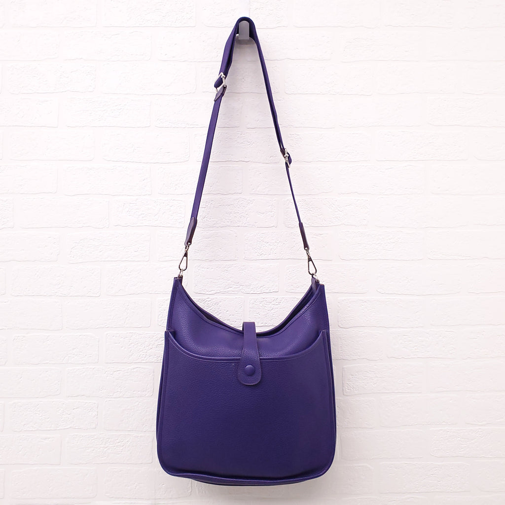 HERMÈS PURPLE IRIS CLEMENCE LEATHER EVELYNE III PM BAG