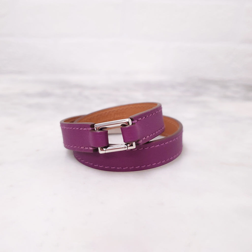 HERMÈS PURPLE 'CHAMONIX RIVALE DOUBLE TOUR' BRACELET - SIZE XS