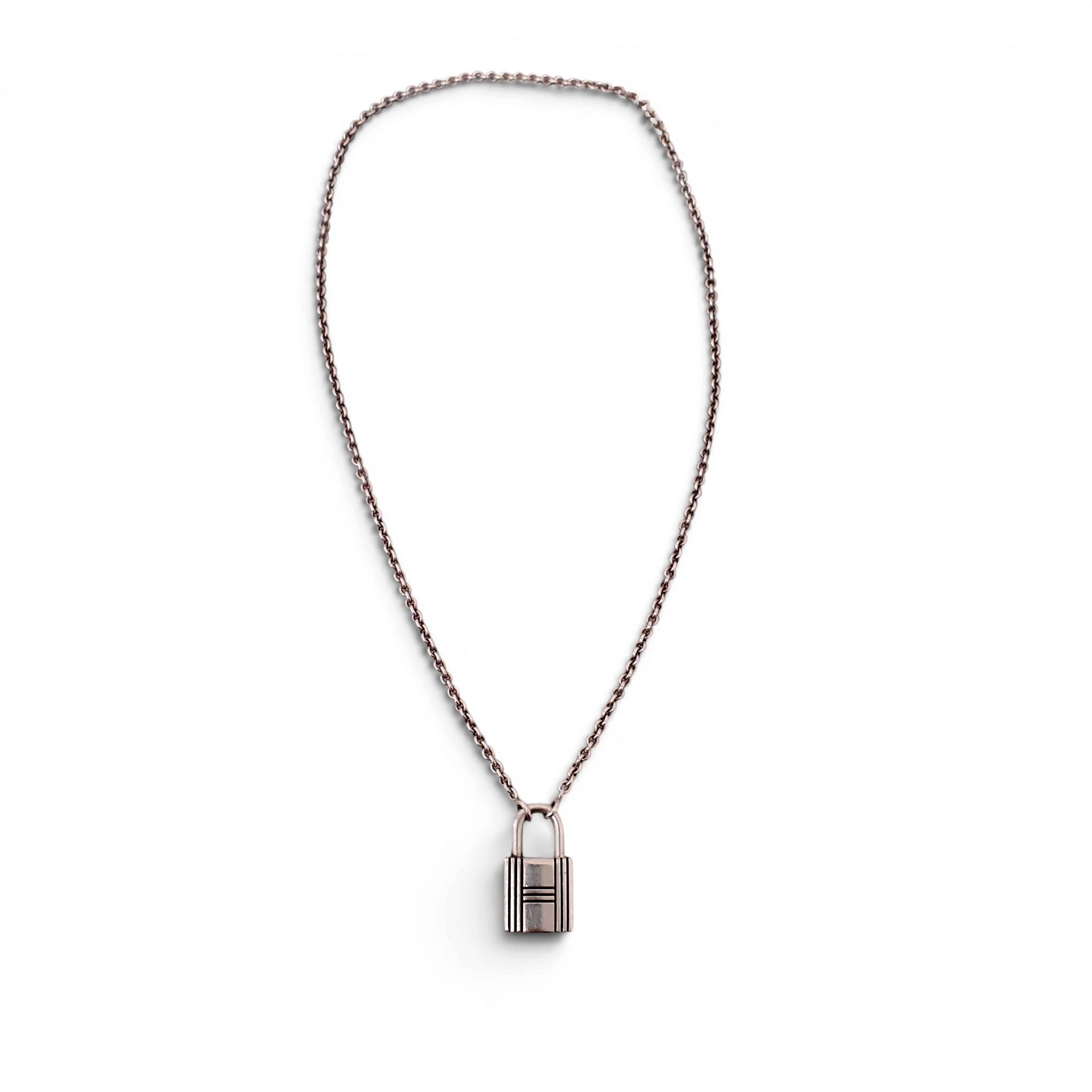 HERMÈS SILVER LOCK NECKLACE