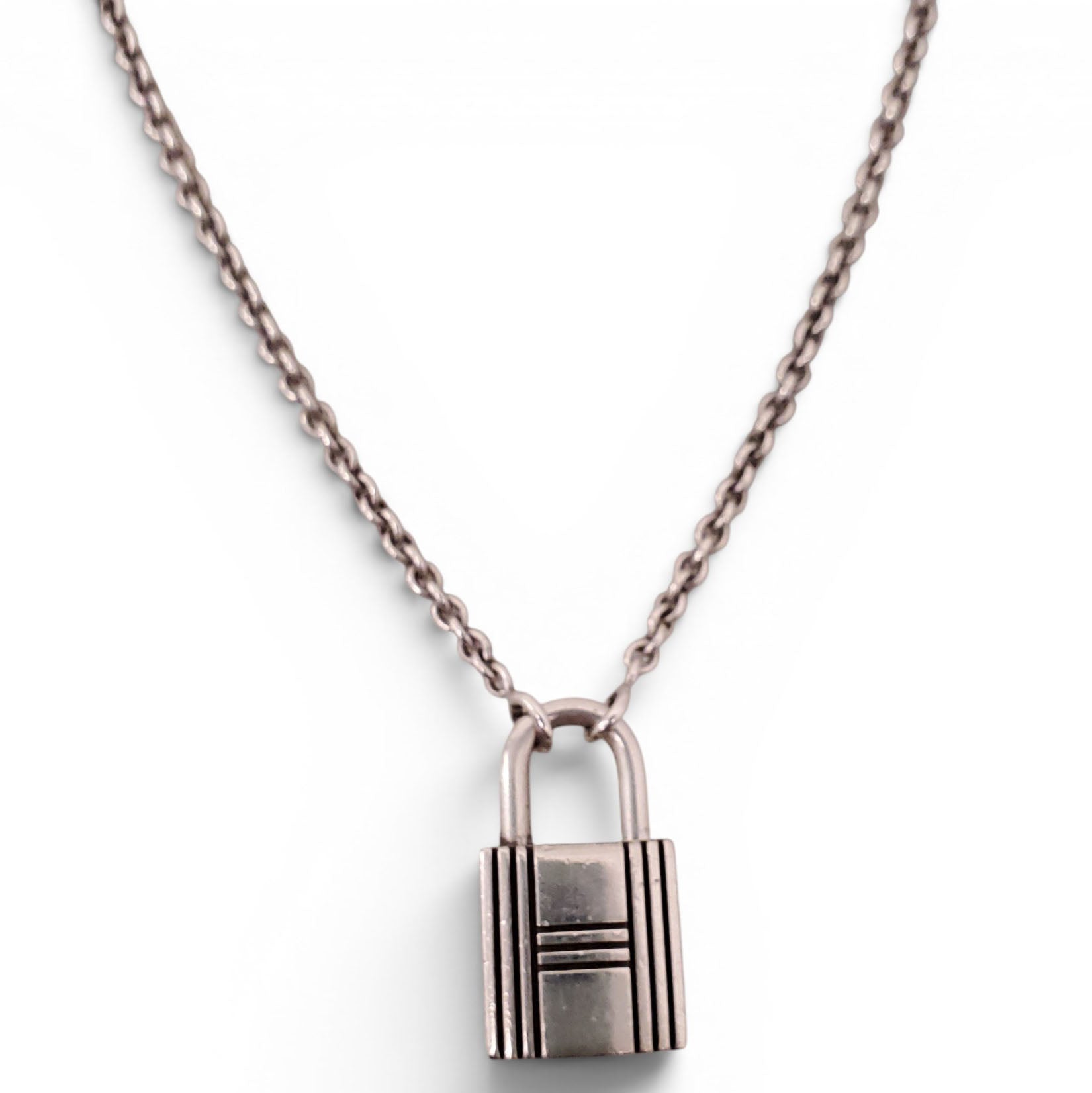 HERMÈS SILVER LOCK NECKLACE