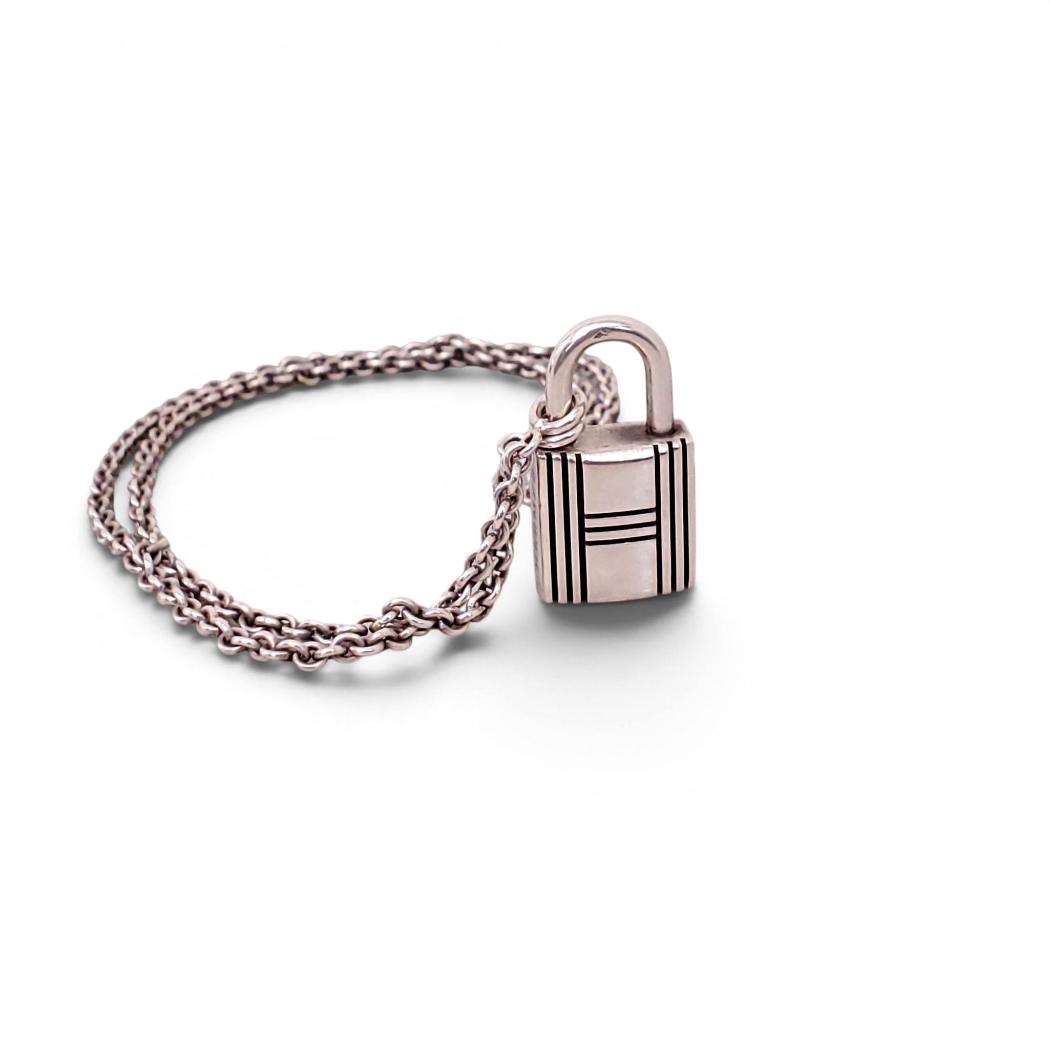 HERMÈS SILVER LOCK NECKLACE