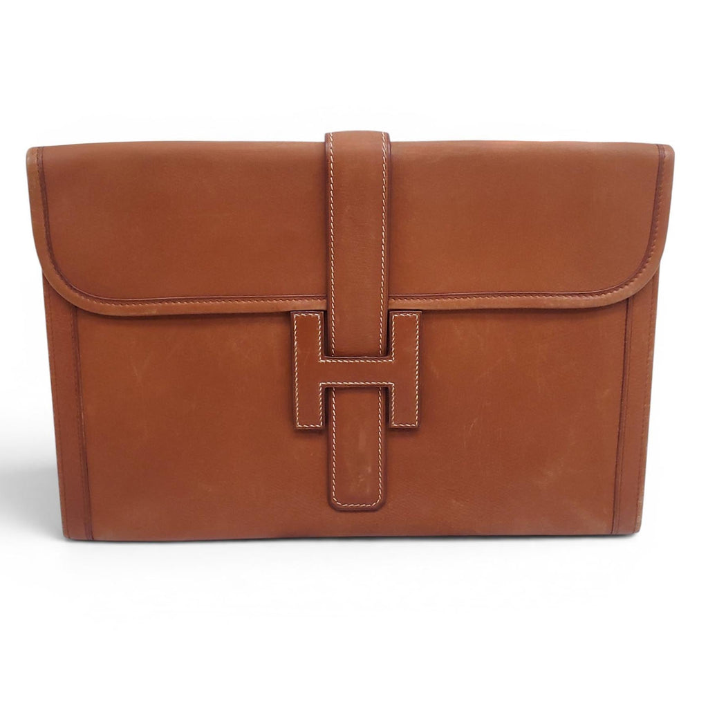 HERMÈS TAN JIGE CLUTCH