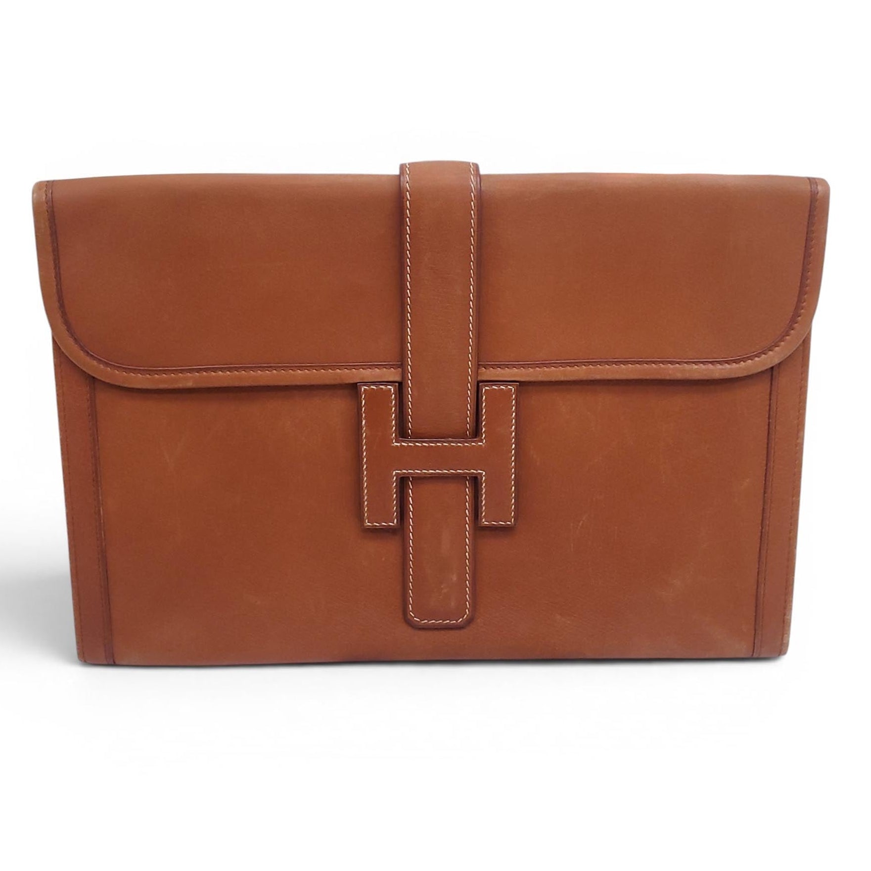 HERMÈS TAN JIGE CLUTCH