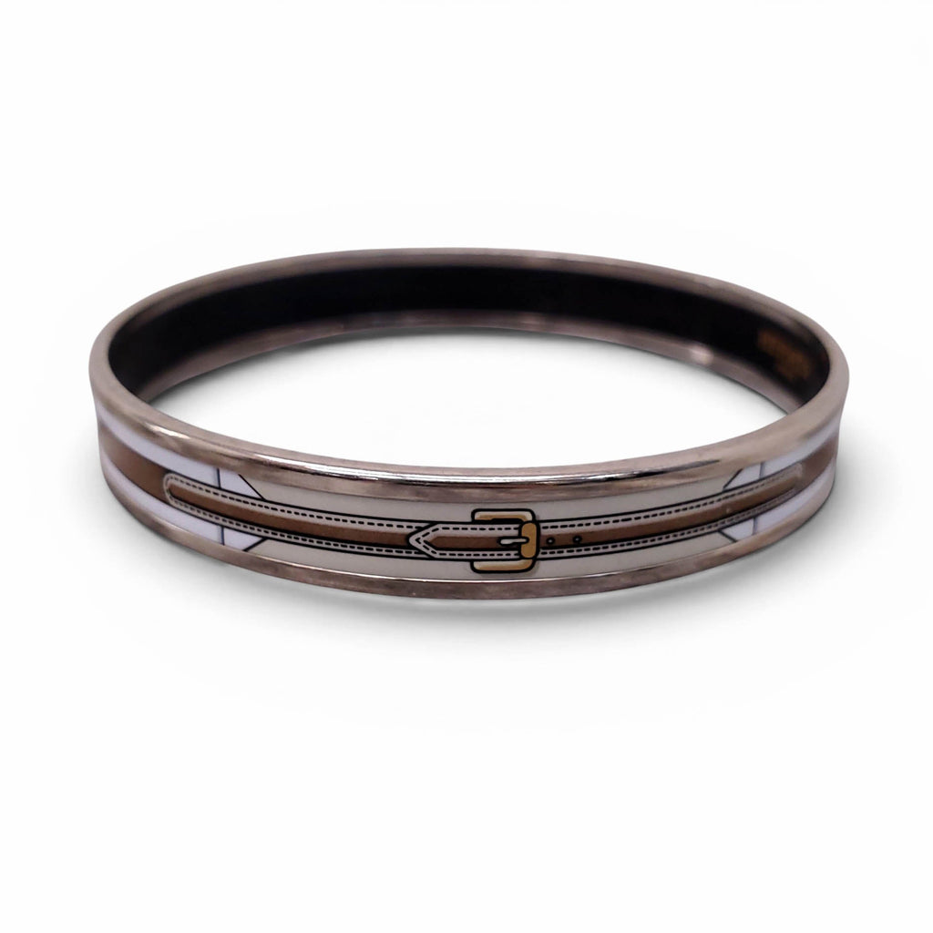 HERMÈS THIN BELT BUCKLE PATTERNED BANGLE - SIZE 70 MM