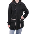 HERMÈS UNISEX VINTAGE BLACK OVERSIZED WOOL COAT WITH LOGO BUTTONS AND REMOVABLE HOOD - SIZE XS