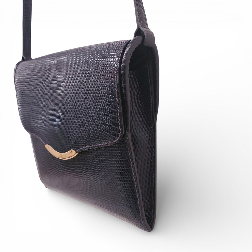 HERMÈS VINTAGE NAVY ALLIGATOR SHOULDER BAG