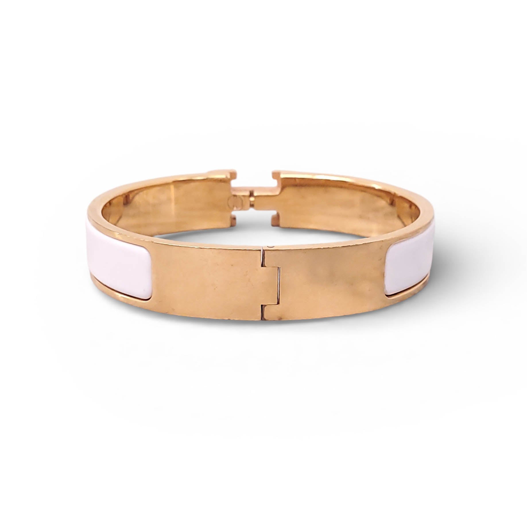 HERMÈS WHITE AND GOLD 'CLIC CLAC' BANGLE